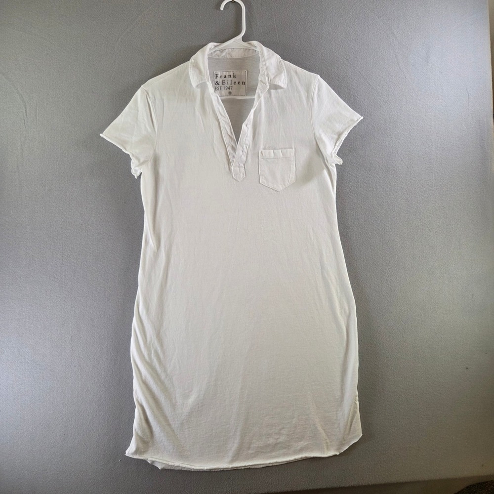 Frank & Eileen Tee Lab White Cotton V-Neck T-Shirt Dress Short Sleeve Medium